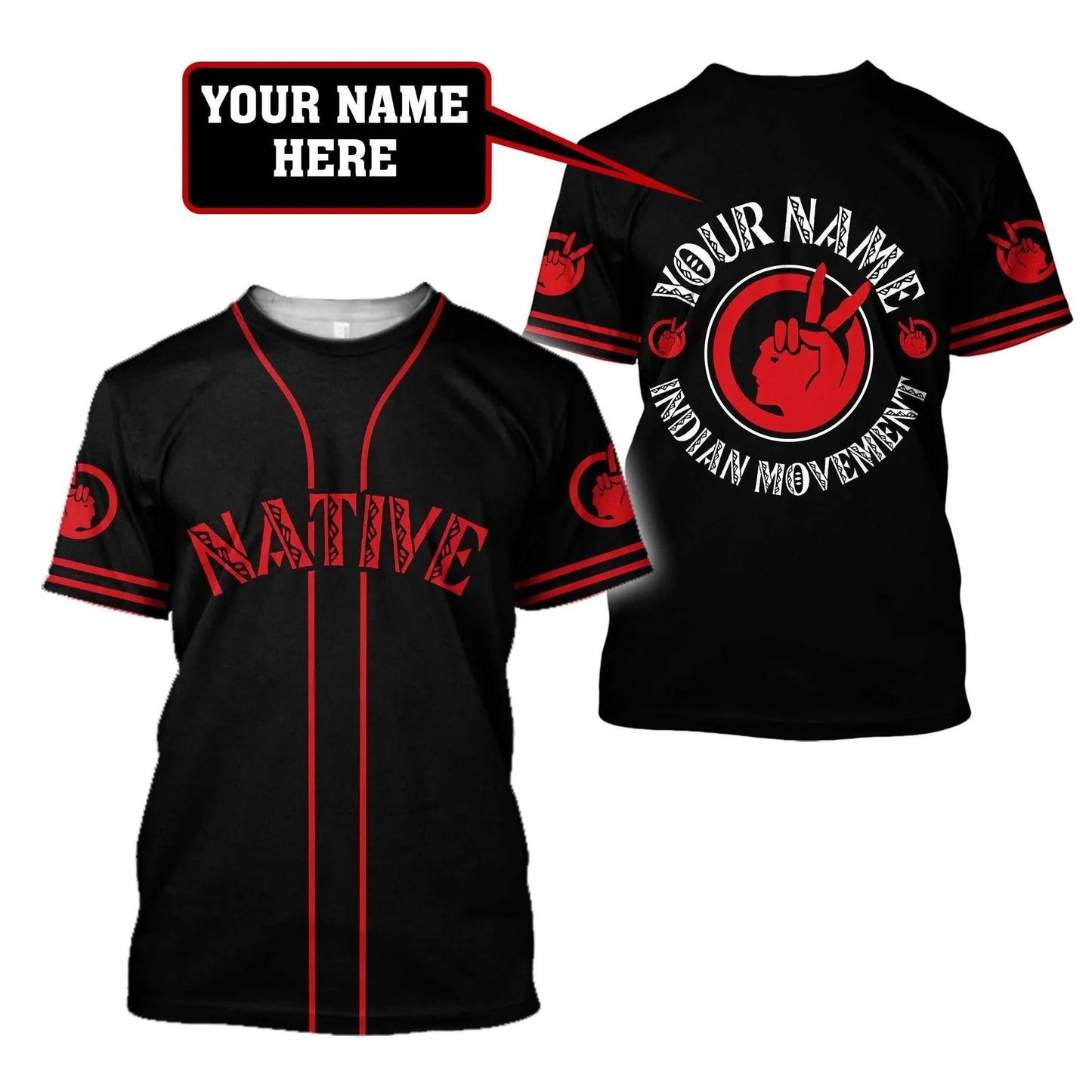 Custom Name Native Indian MovemenT-Shirt Graphic Tee