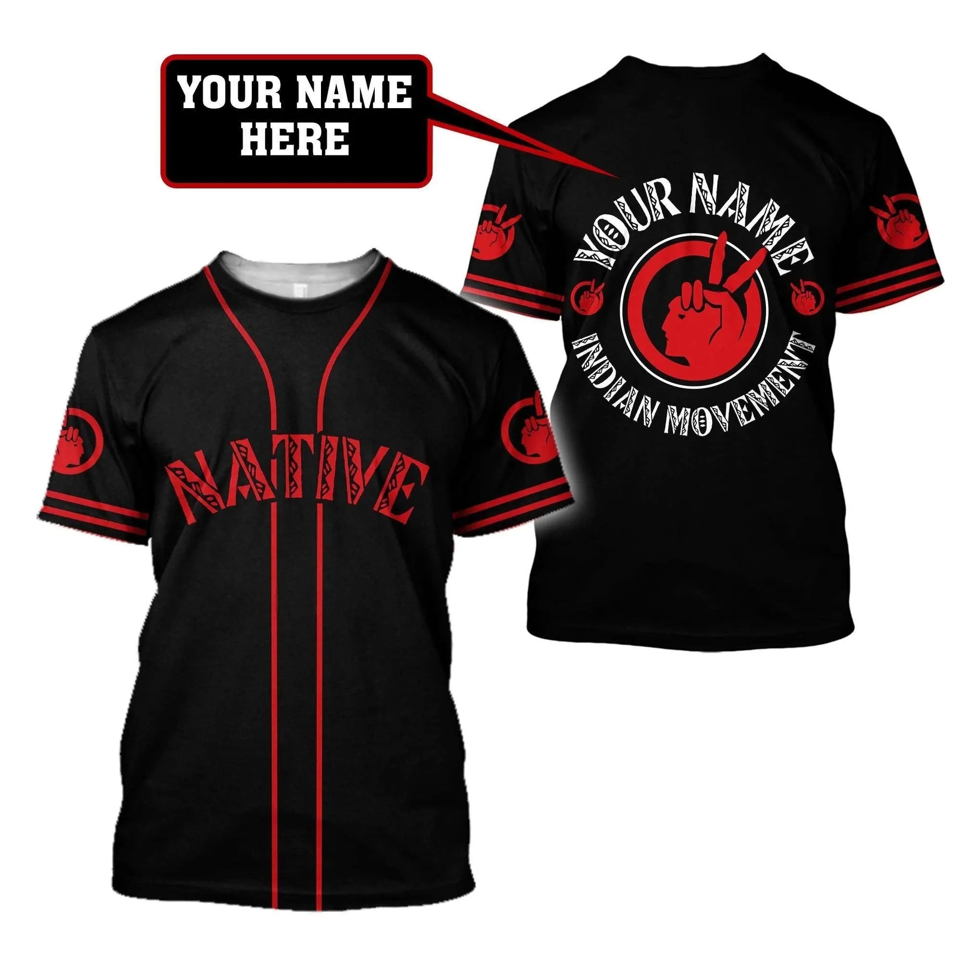 Custom Name Native Indian MovemenT-Shirt Graphic Tee