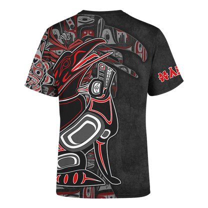 Raven and Wolf Native American Pacific Northwest Style Customized All Over Printed T-Shirt Graphic Tee