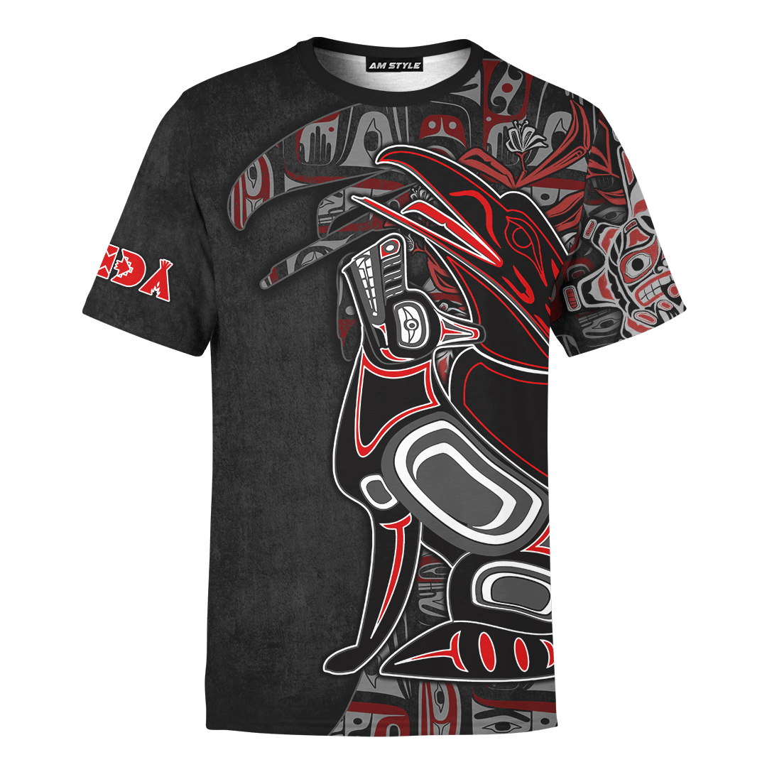 Raven and Wolf Native American Pacific Northwest Style Customized All Over Printed T-Shirt Graphic Tee