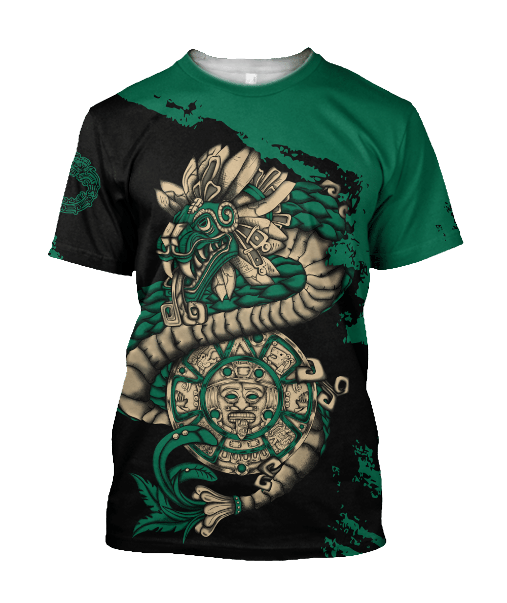 Mexico Aztec T-Shirt Quetzalcoatl Sun Stone Graphic Tee
