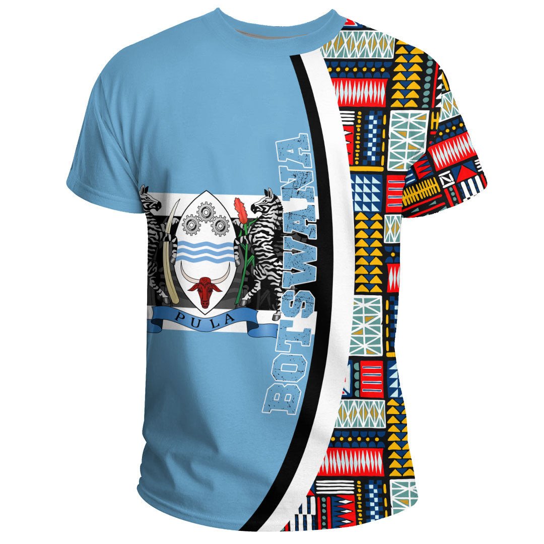 Botswana Flag and Kente Pattern Special Graphic Tee