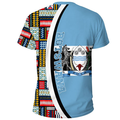 Botswana Flag and Kente Pattern Special Graphic Tee