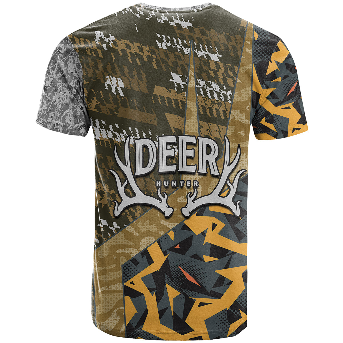 Deer Hunting Grunge Pattern T-Shirt Graphic Tee