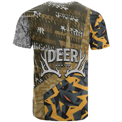 Deer Hunting Grunge Pattern T-Shirt Graphic Tee