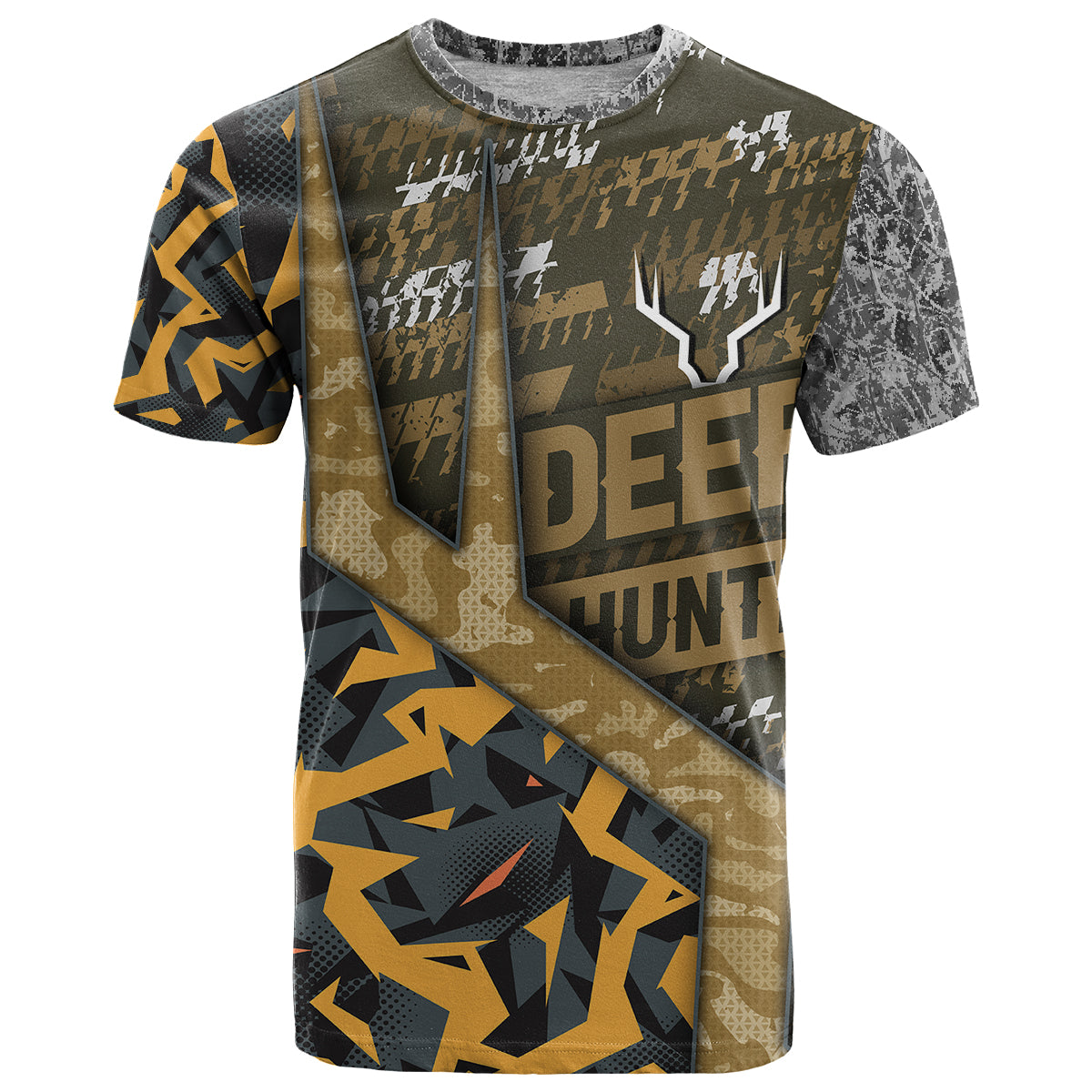 Deer Hunting Grunge Pattern T-Shirt Graphic Tee