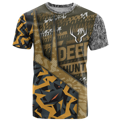 Deer Hunting Grunge Pattern T-Shirt Graphic Tee