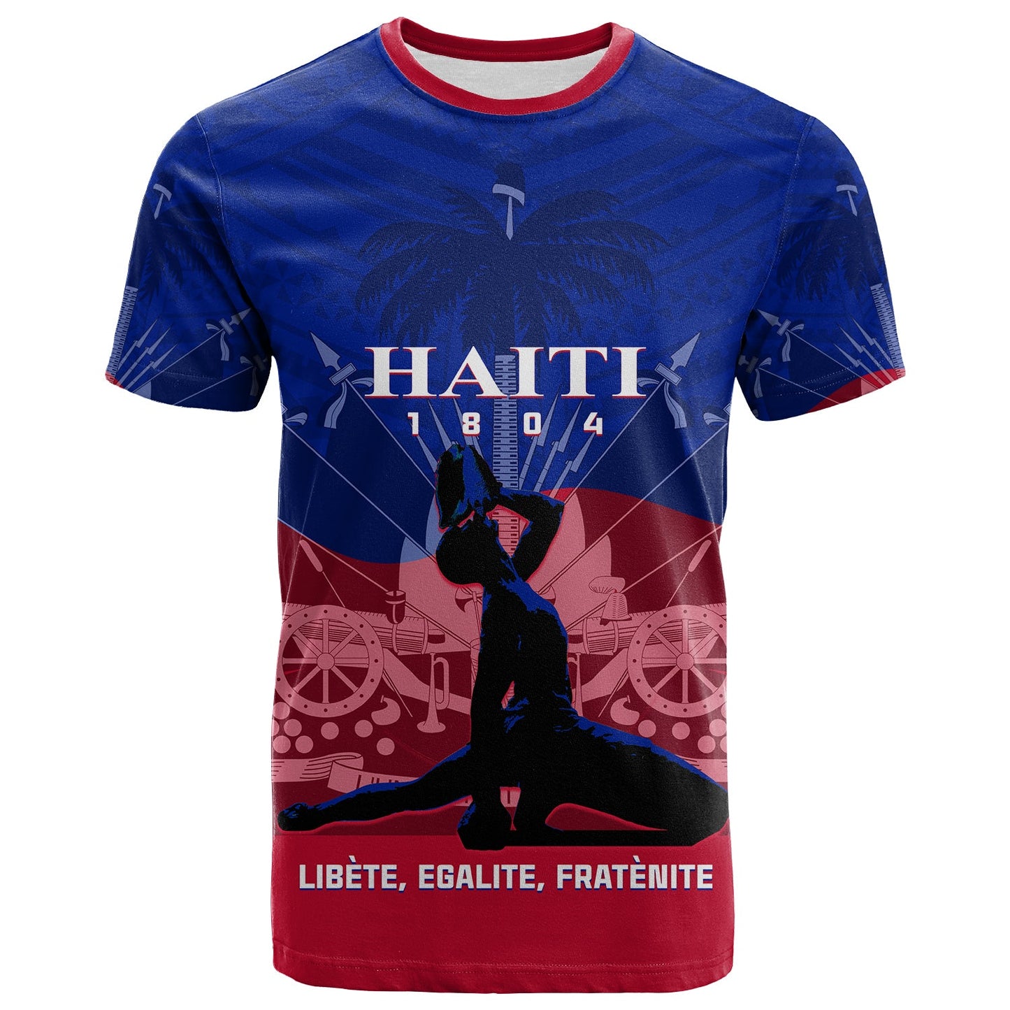 Haiti T-Shirt Negre Marron With Coat Of Arms Polynesian Style Graphic Tee