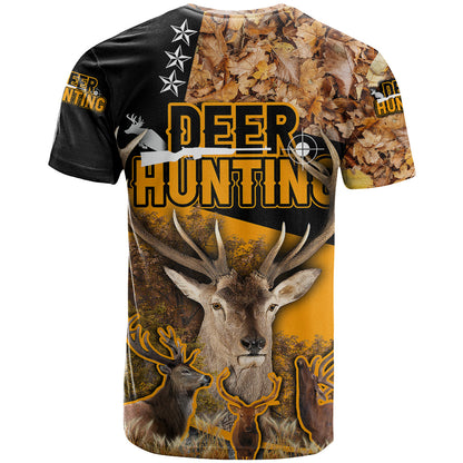 Deer Hunting Fall Of The Leaf Pattern T-Shirt Graphic Tee