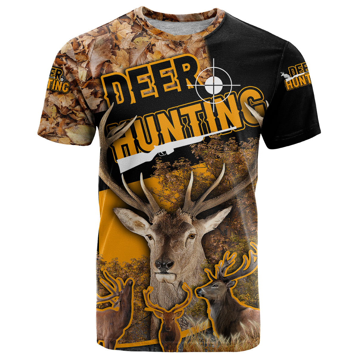 Deer Hunting Fall Of The Leaf Pattern T-Shirt Graphic Tee