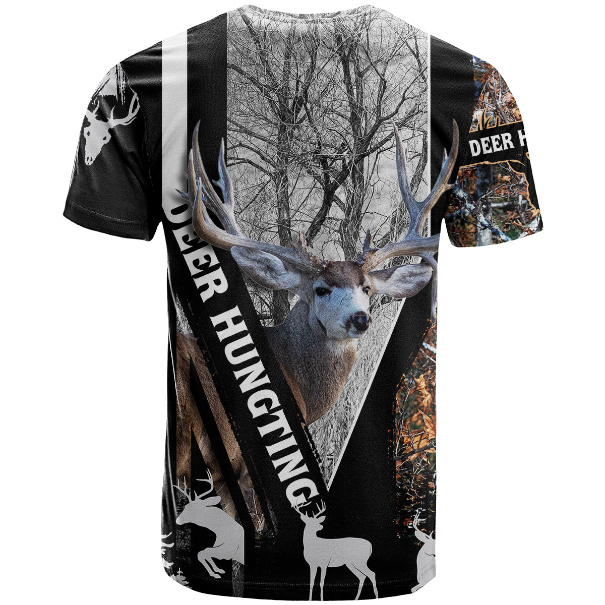 Deer Hunting Deciduous Forest Pattern T-Shirt Graphic Tee