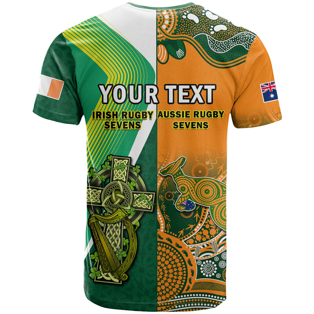 Custom Ireland and Australia Rugby Sevens Irish Sevens Mix Aussie Sevens T-Shirt Graphic Tee