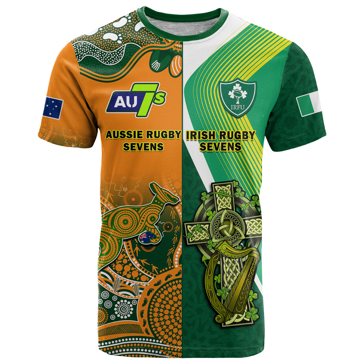 Custom Ireland and Australia Rugby Sevens Irish Sevens Mix Aussie Sevens T-Shirt Graphic Tee