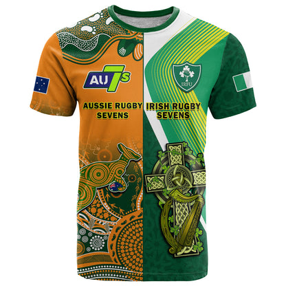 Custom Ireland and Australia Rugby Sevens Irish Sevens Mix Aussie Sevens T-Shirt Graphic Tee