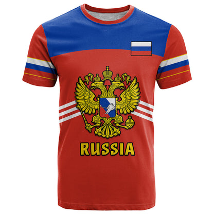 Custom Russia Hockey Red Sporty Style T-Shirt Graphic Tee