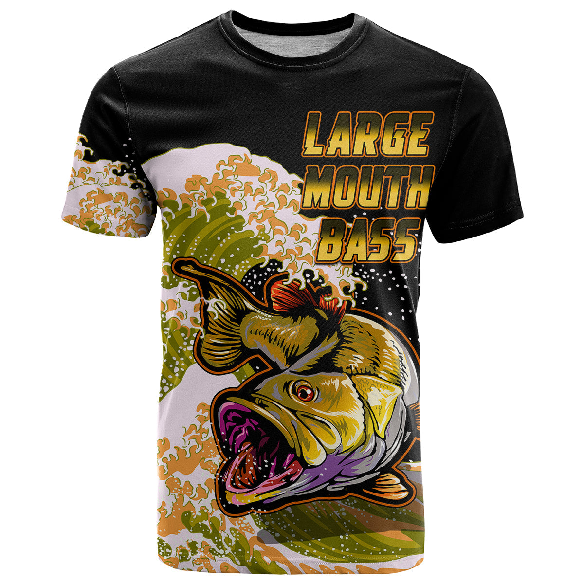Largemouth Bass Fishing Yellow T-Shirt Graphic Tee