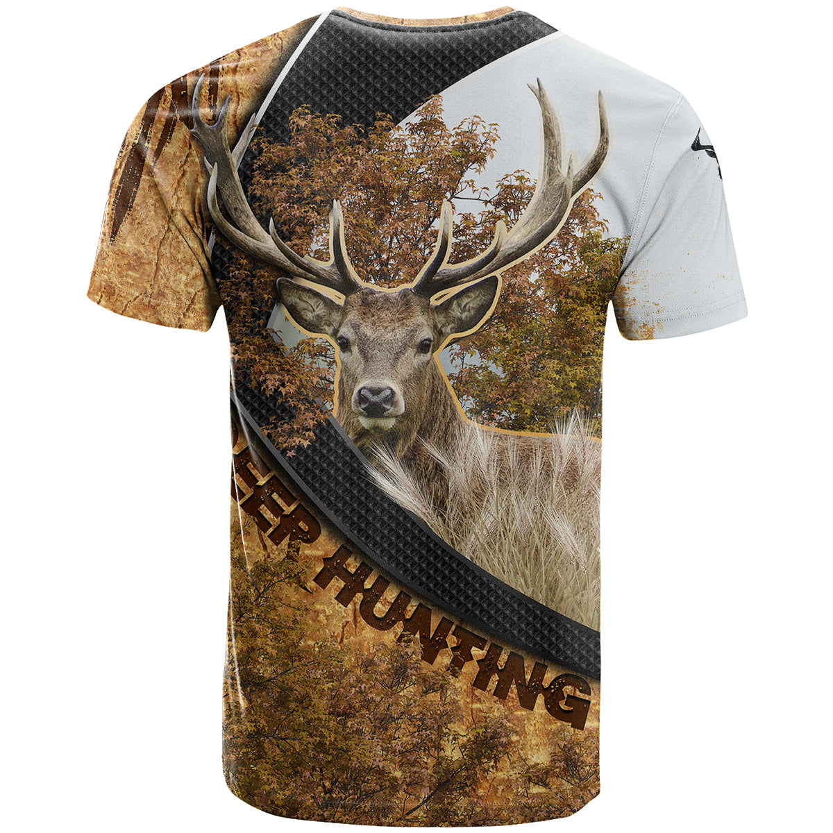 Deer Hunting Autumn Forest Abstract Pattern T-Shirt Graphic Tee