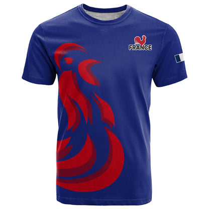 Custom France Rugby 7s Les Bleus Roosters T-Shirt Graphic Tee