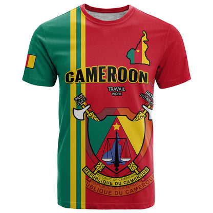 Custom Cameroon Happy Unity Day Cameroun Coat Of Arms T-Shirt Graphic Tee