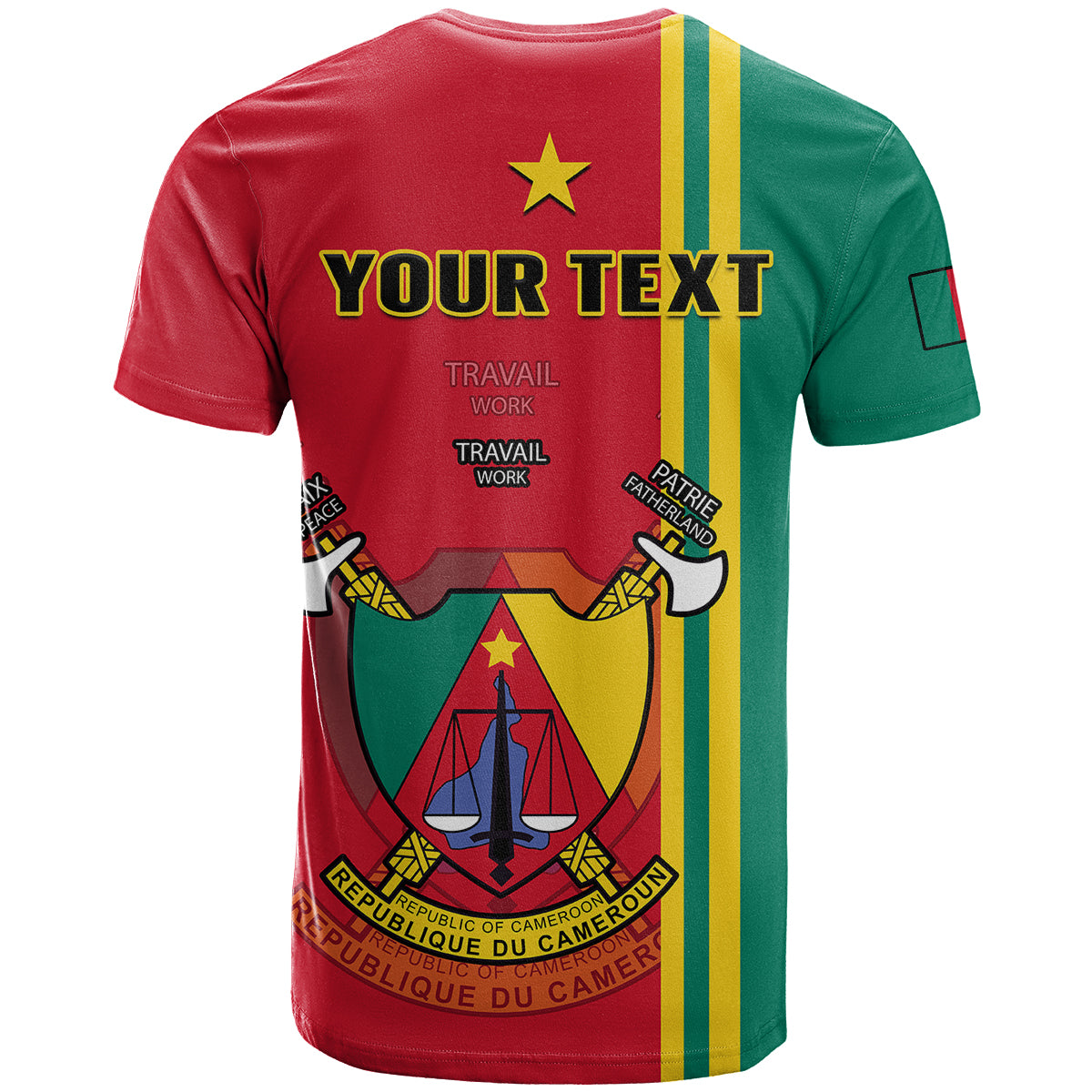 Custom Cameroon Happy Unity Day Cameroun Coat Of Arms T-Shirt Graphic Tee