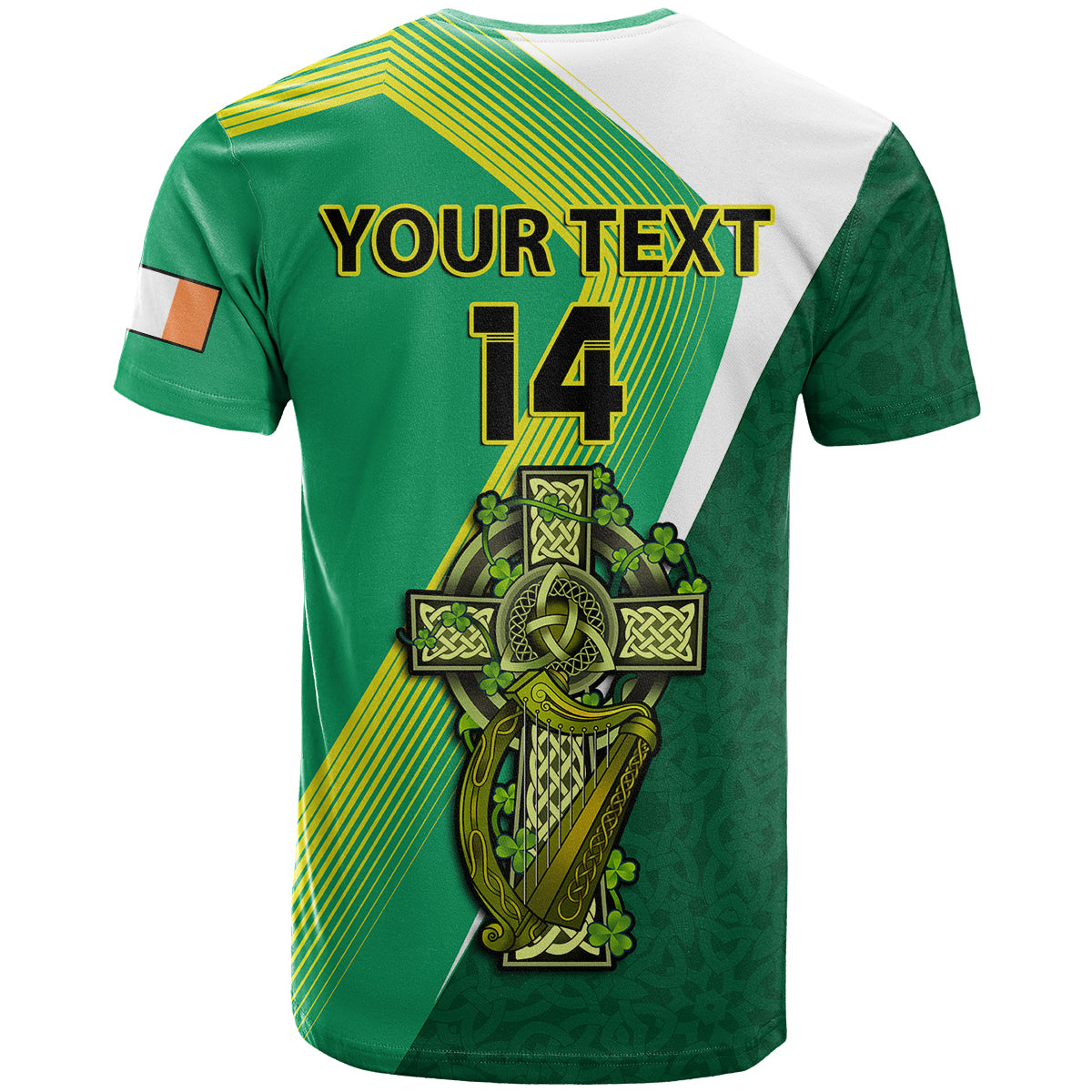 Custom Ireland Rugby 7s Celtic Cross Shamrock T-Shirt Graphic Tee