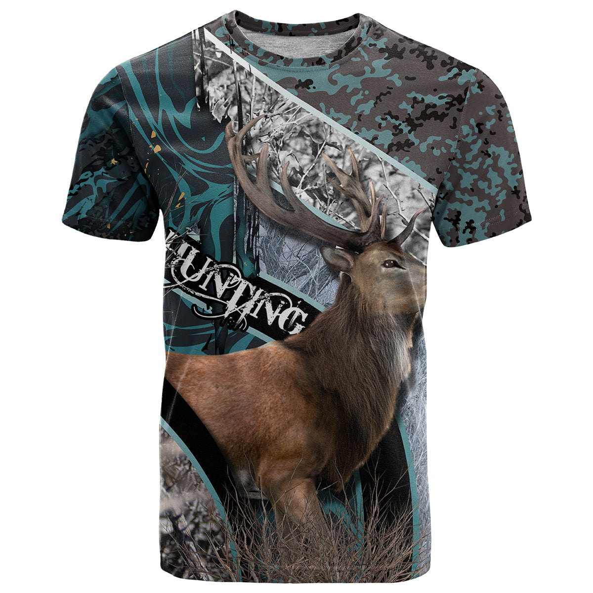 Deer Hunting Abstract Pattern T-Shirt Graphic Tee