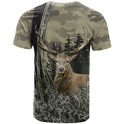 Deer Hunting Camouflaged Modern Abstract T-Shirt Graphic Tee