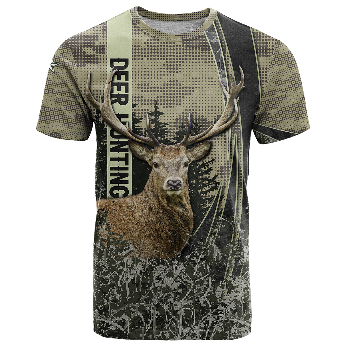 Deer Hunting Camouflaged Modern Abstract T-Shirt Graphic Tee