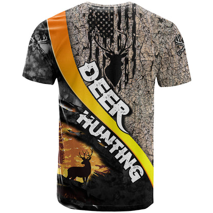 Deer Hunting Old Tree Bark Texture Gray Abstract Pattern T-Shirt Graphic Tee