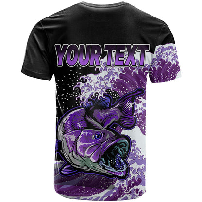 Custom Bass Fishing Purple T-Shirt Graphic Tee