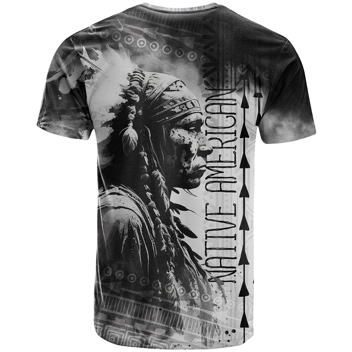Native American Chiefs Headdress Warriors Smoking Style T-Shirt Graphic Tee