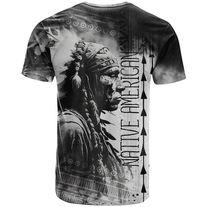 Native American Chiefs Headdress Warriors Smoking Style T-Shirt Graphic Tee