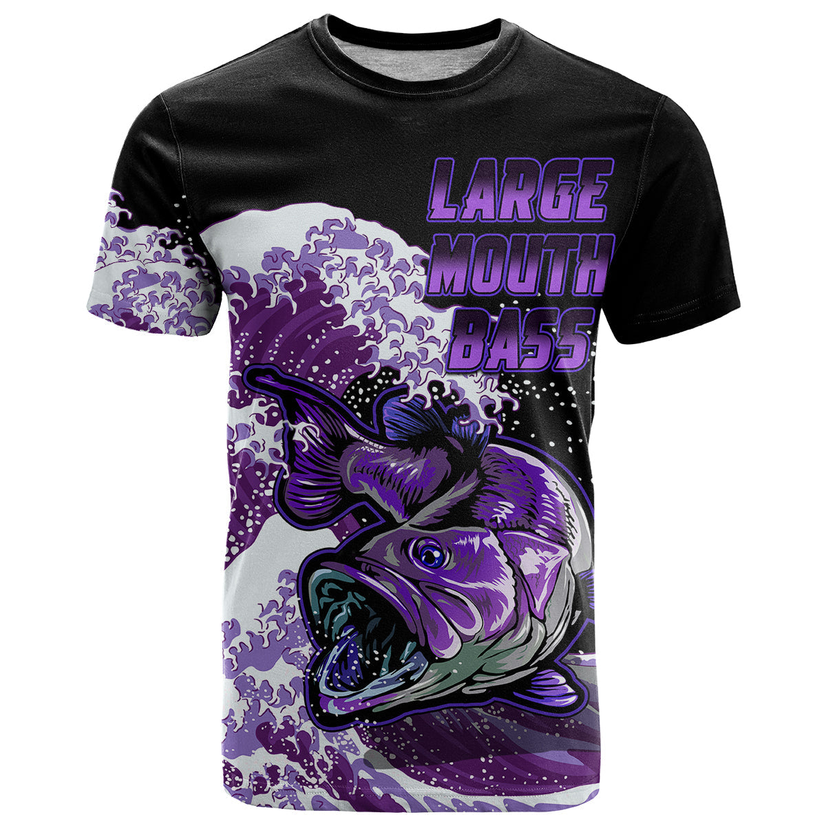 Largemouth Bass Fishing Purple T-Shirt Graphic Tee