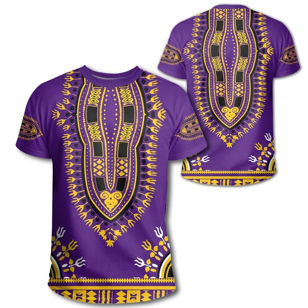 African T-Shirt Dashiki Purple T-Shirt Graphic Tee
