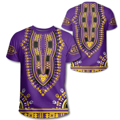African T-Shirt Dashiki Purple T-Shirt Graphic Tee
