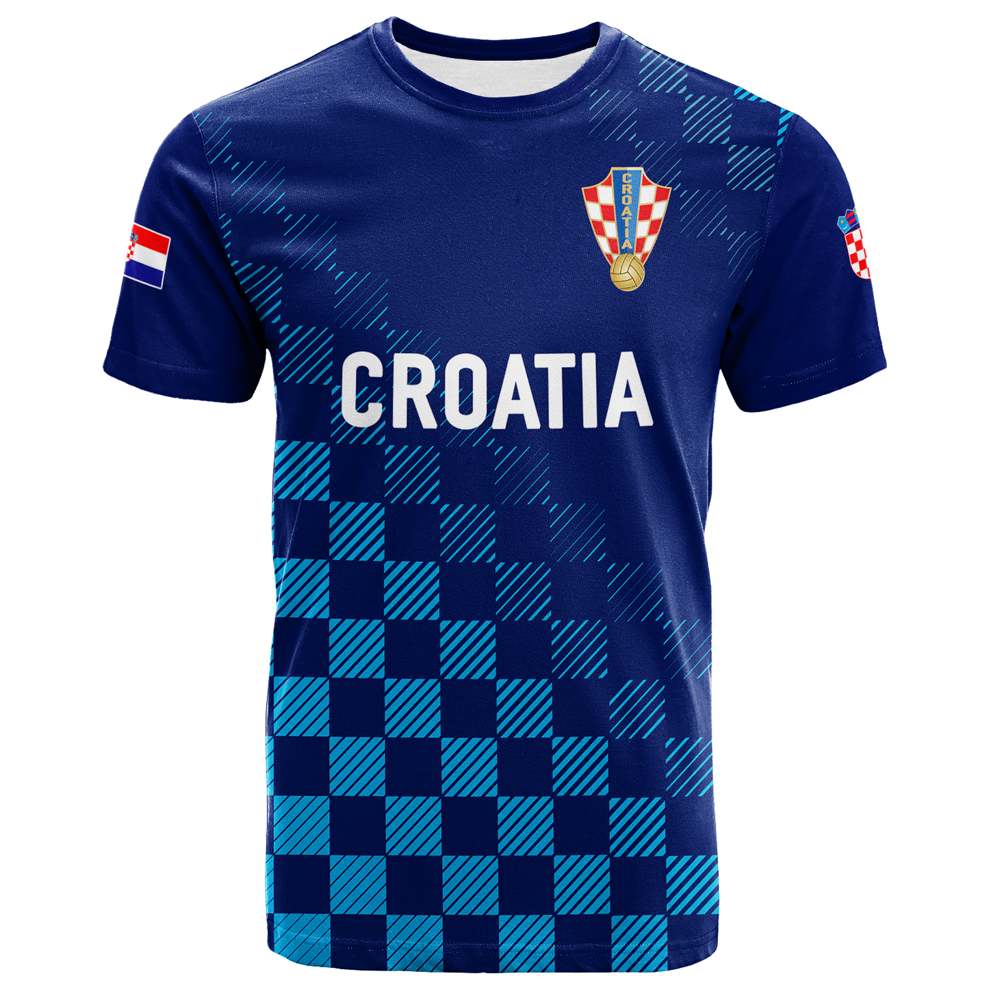 Custom Croatia Football 2022 Champions Pride T-Shirt Blue Graphic Tee