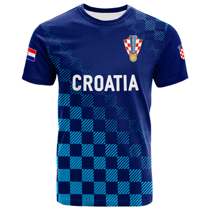 Custom Croatia Football 2022 Champions Pride T-Shirt Blue Graphic Tee