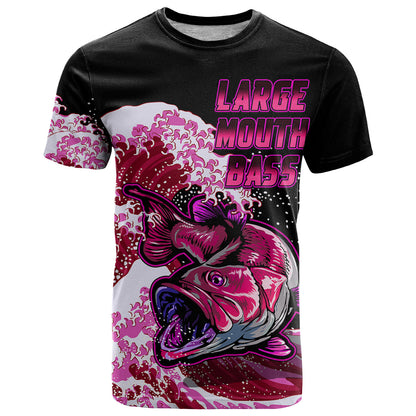 Custom Bass Fishing Pink T-Shirt Graphic Tee