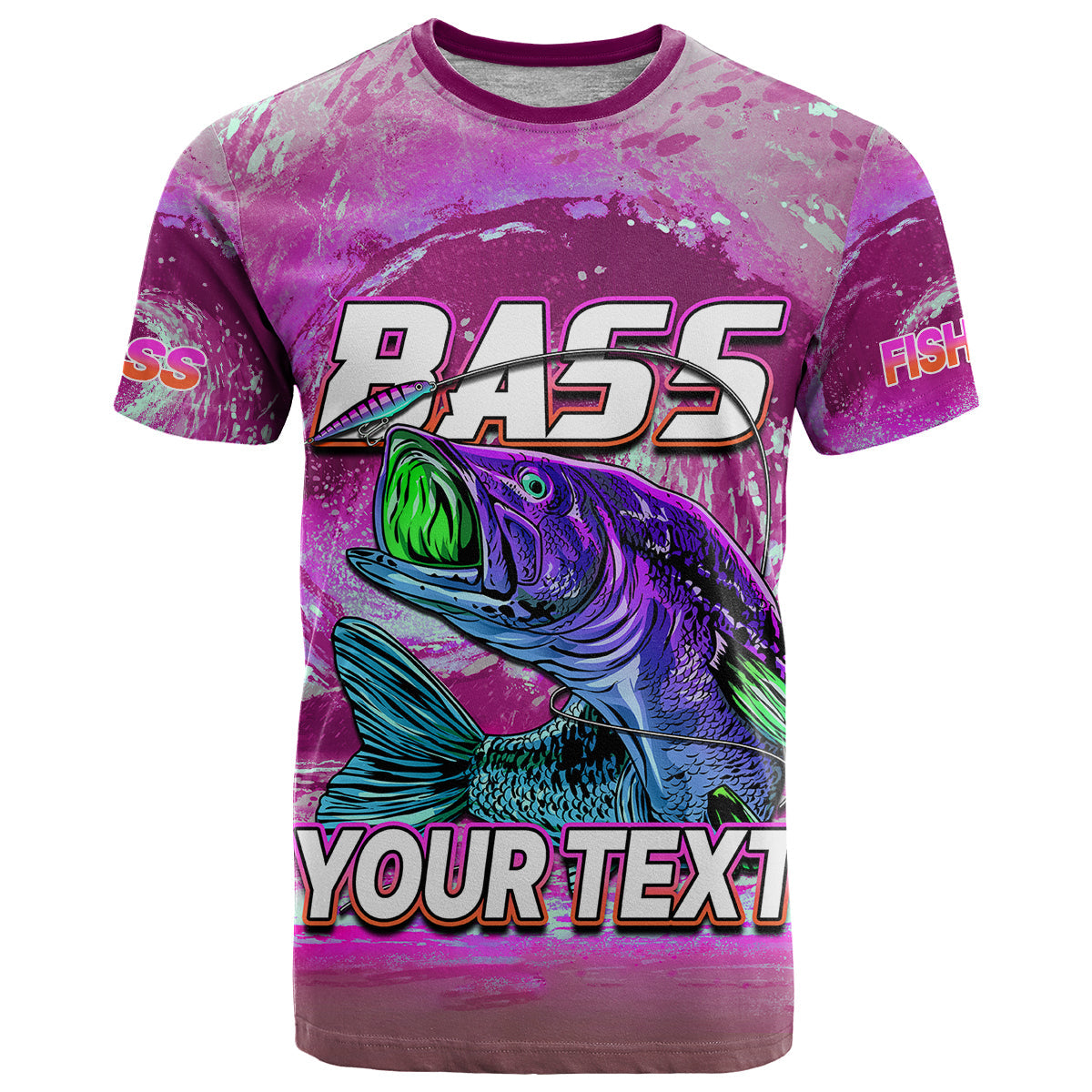Custom Bass Fishing is Life Hook Sport Largemouth Pink T-Shirt Graphic Tee