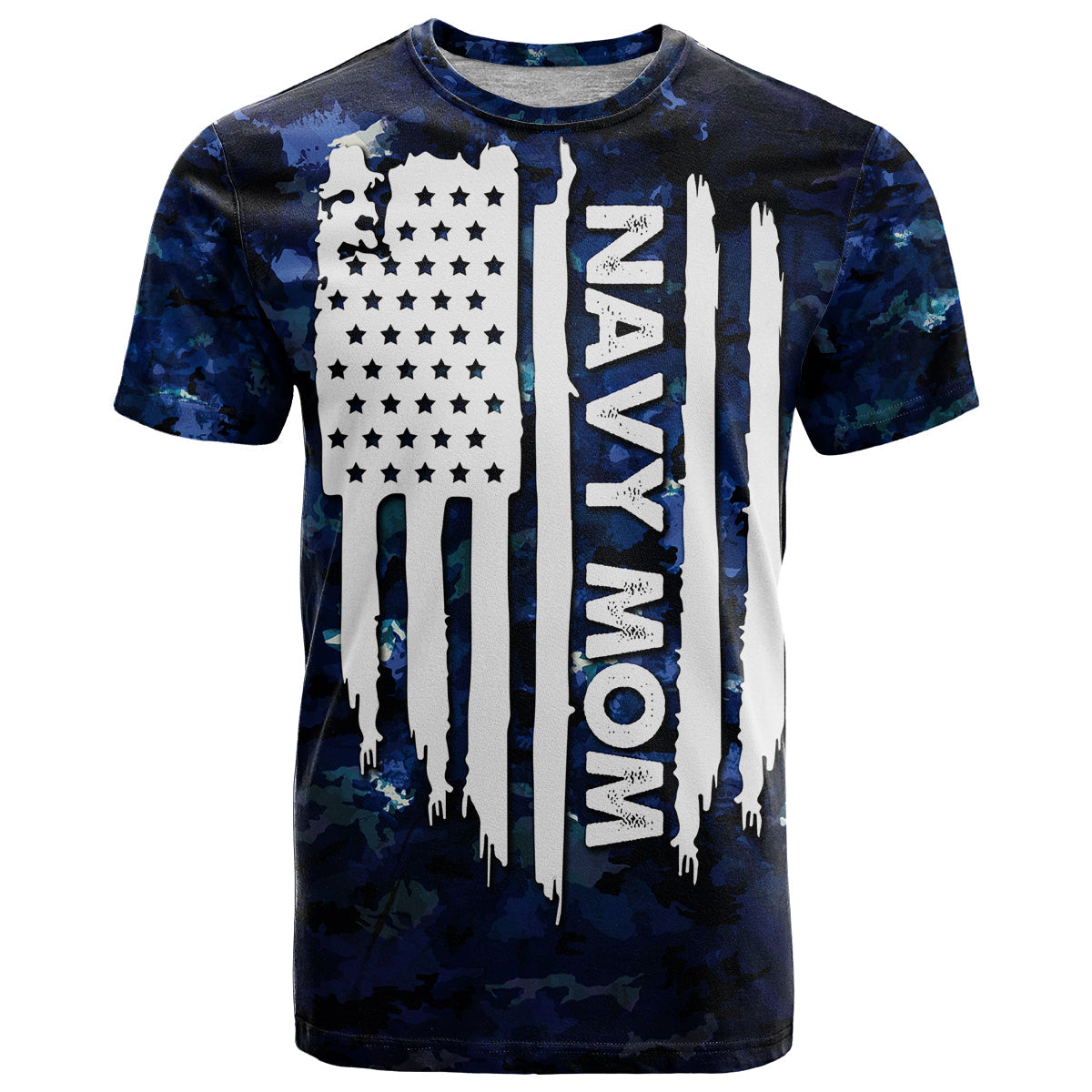 Mother's Day Navy Mom Camo Style Mom's Love Is Stronger Than Waves T-Shirt Graphic Tee