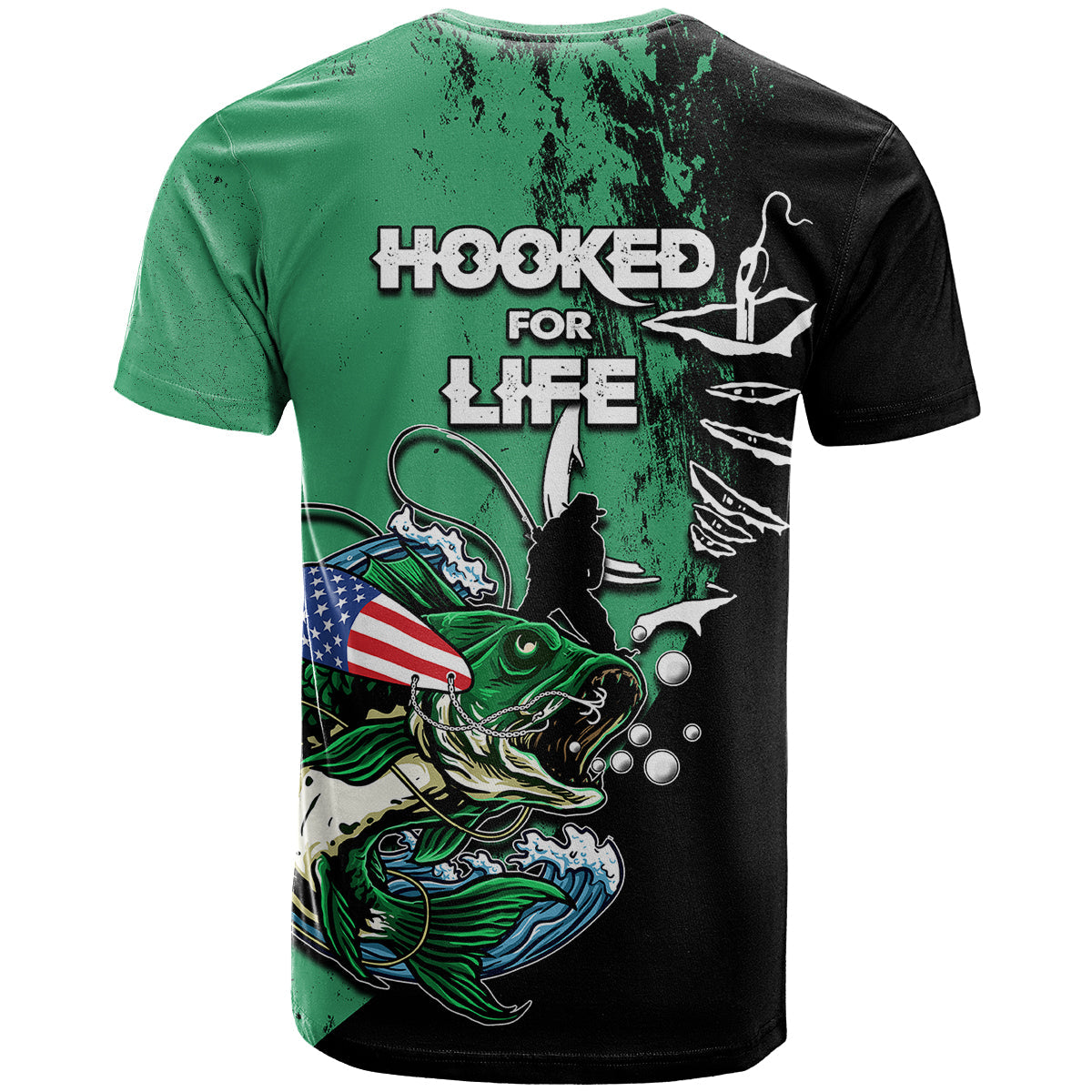 Bass Fishing Tournament Hooked For Life T-Shirt Graphic Tee