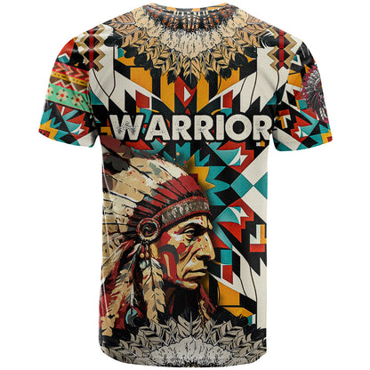 Native American Warrior Headdress with Skull Feather T-Shirt Graphic Tee