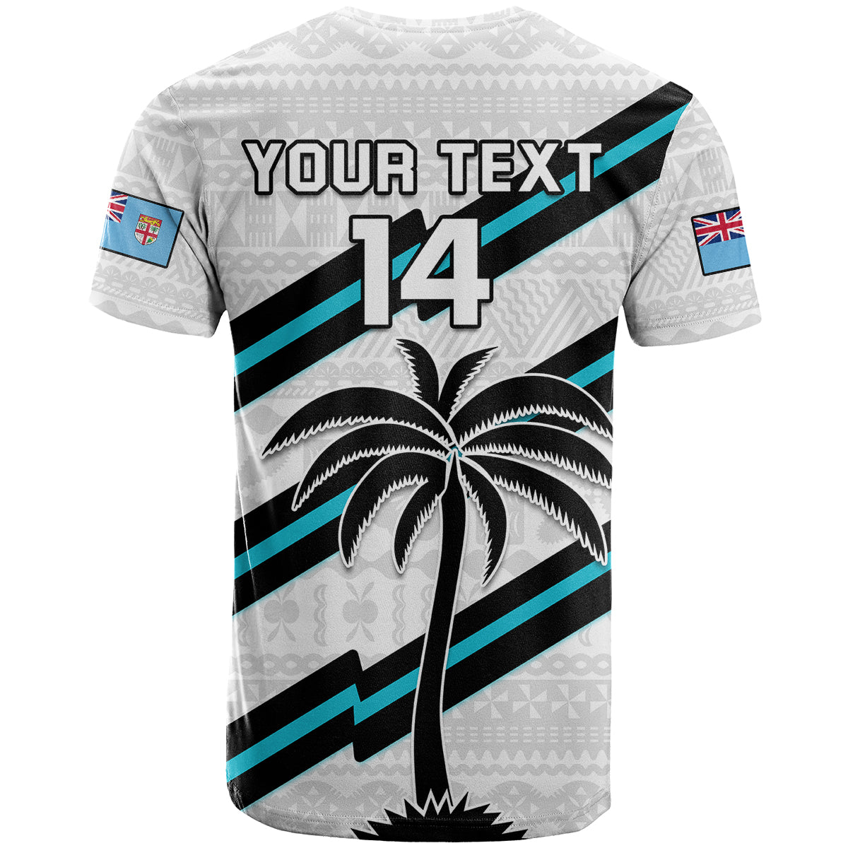 Custom Fiji Rugby Tapa Pattern Fijian 7s White T-Shirt Graphic Tee