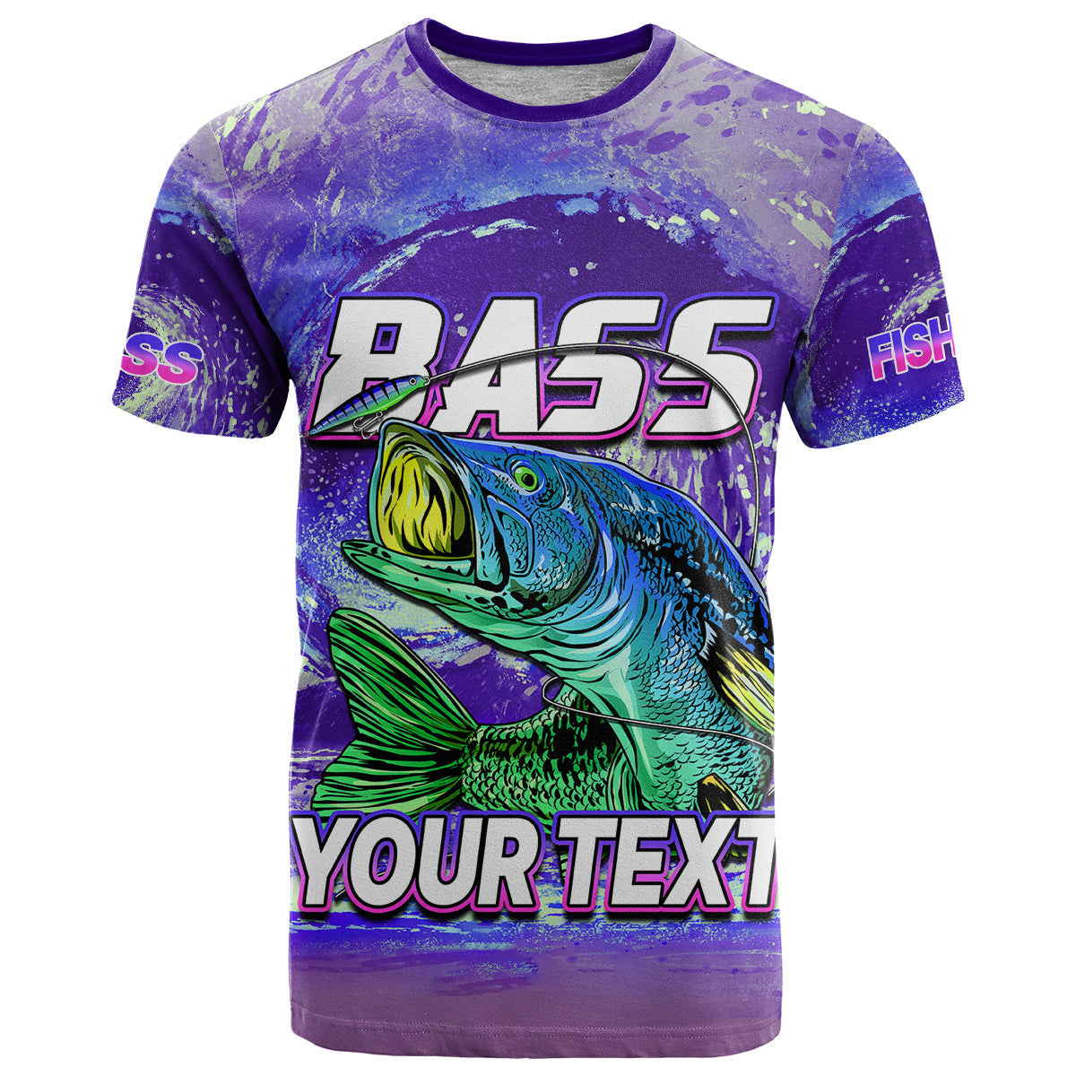 Custom Bass Fishing is Life Hook Sport Largemouth Purple T-Shirt Graphic Tee