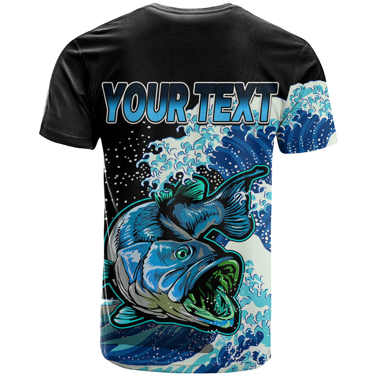 Custom Bass Fishing Blue T-Shirt Graphic Tee