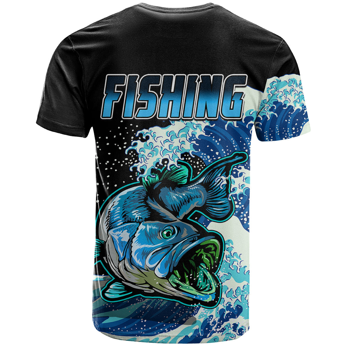 Largemouth Bass Fishing Blue T-Shirt Graphic Tee
