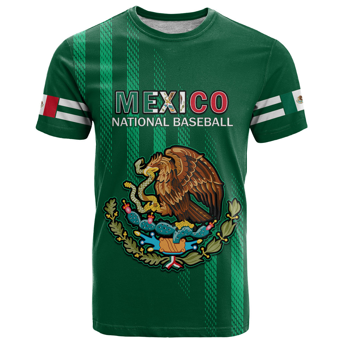 Custom Mexico Baseball Mix Coat Of Arms T-Shirt Graphic Tee
