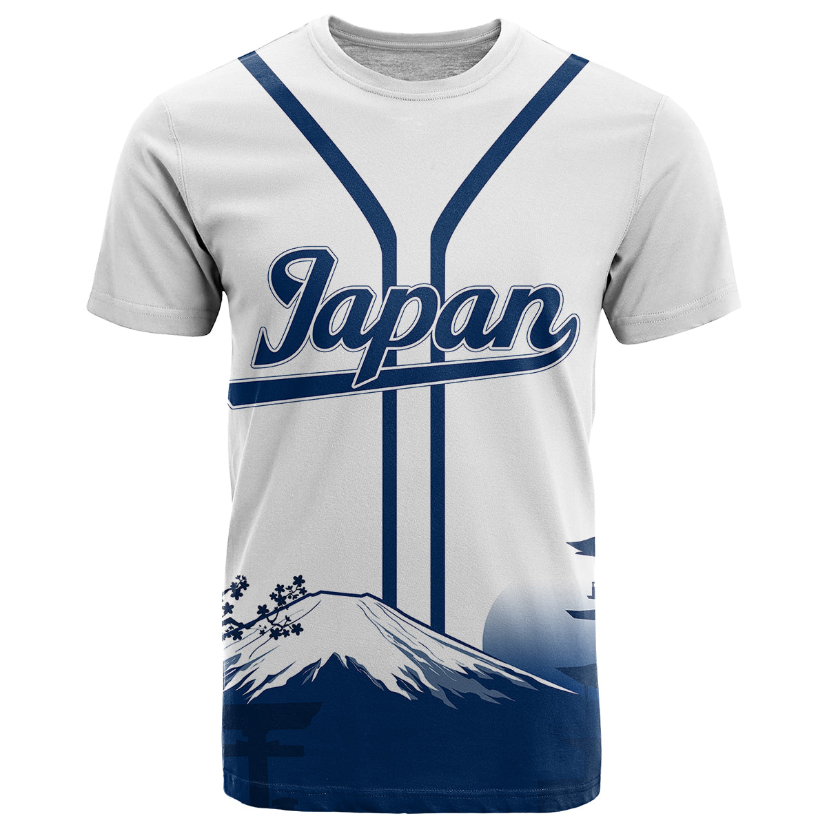 Japan Baseball Champions Fuji Mountain Landscape Art T-Shirt Graphic Tee