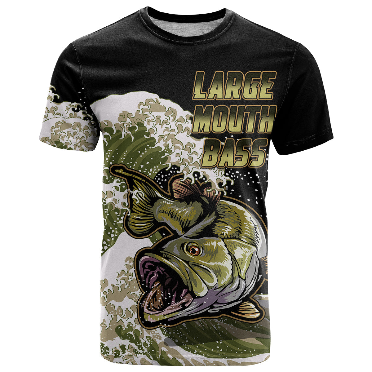 Custom Bass Fishing Gold T-Shirt Graphic Tee