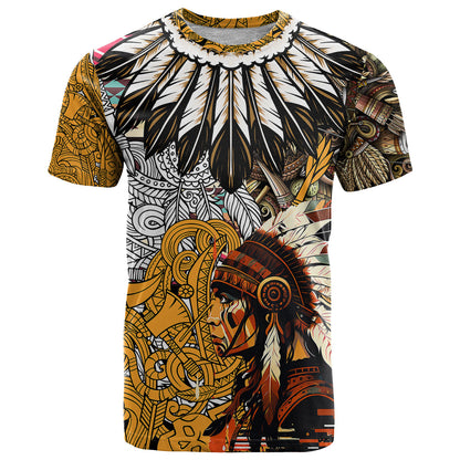 Native American Feather Hand Drawn Pattern T-Shirt Graphic Tee